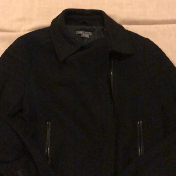 Vince Wool Cropped Motorcycle Jacket Elbow Patch - Picture 8 of 8